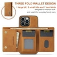 thumbnail image 2 of Allytechgroup 2 in 1 Detachable Wallet Case for iPhone 16 Pro Max with Cash Pocket & Cash Slots, [Magnetic Clasp] [Kickstand] Retro PU Leather Soft TPU Shockproof Anti-Scratch Slim Case, Brown, 2 of 9