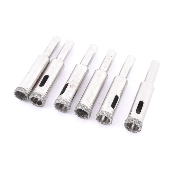 6 x Broca de diamante recubierta para azulejos de mármol, 10 mm de diámetro, 50 mm de longitud