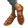 thumbnail image 3 of Women's Rome Gladiators Sandals Fisherman Strappy Sandals Two Ankle Buckle Flats Comfy Walking Travel Summer Shoes, 3 of 9