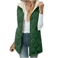 thumbnail image 3 of WMTBSRSW Fashion Long Puffer Vest for Women Solid Winter Warm Quilted Sleeveless Vests Fleece Lined Zip Up Fall Coat Outerwear with Hood Army Green XX-Large, 3 of 9