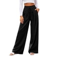 thumbnail image 2 of AXXD Pants for Women Casual,Fashion,Comfortable Pockets Elastic Waist Straight Leg Solid Black L, 2 of 7