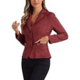 thumbnail image 4 of INSPIRE CHIC Women's Faux Suede Blazer Long Sleeve Lapel Collar Button Jacket 3XL Reddish Brown, 4 of 6