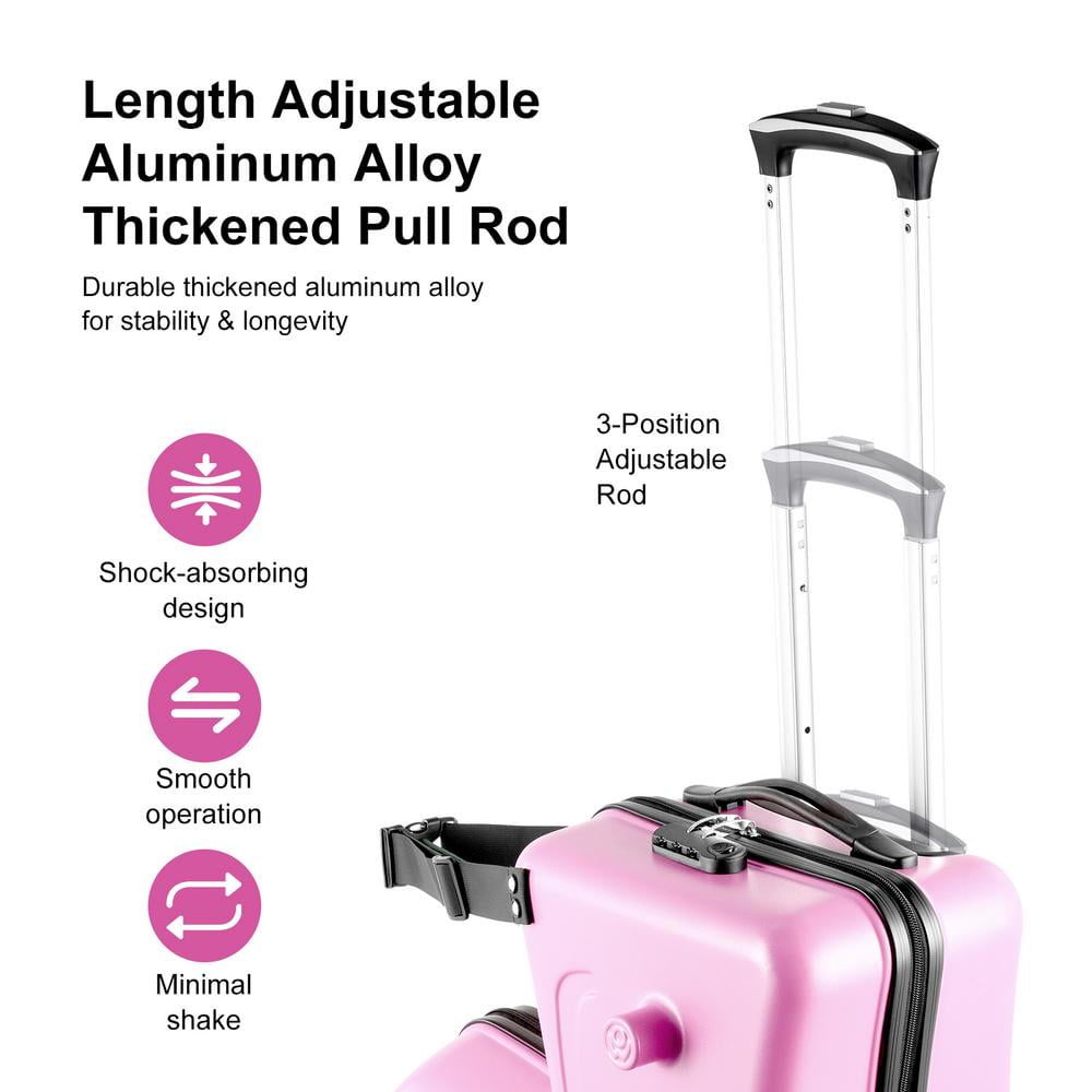WAASOSCON 3-9 Years Old Ride-On Suitcase with 360° Swivel Wheels and Rear Brake, 24 Inch Airplane-Approved Luggage with 3-Digit Lock, Anti-Scratch Frosted Design