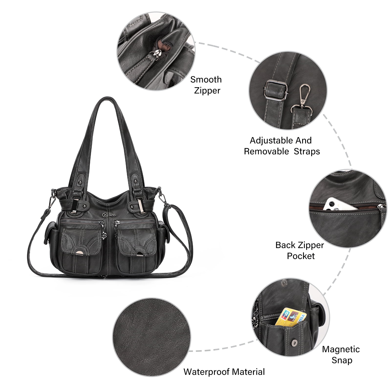 KL928 Soft PU Leather Purses and Handbags Medium Hobo Shoulder Bags Gifts for Women