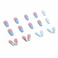 thumbnail image 1 of DHARMONAL Nails Set Of 24 Include Glue Gradient Fragment Of Blue Gold Foil Ladies French Tip Nails Long Medium Coffin Nails Tips False Nails Full Coverage Formation Tips Gel Nail Tips Short, 1 of 6