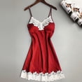 thumbnail image 3 of Pijama sexy de talla grande para mujer, camisón con tirantes finos con almohadilla para el pecho y borde de encaje, tentación sexy para usar en casa, 3 of 6