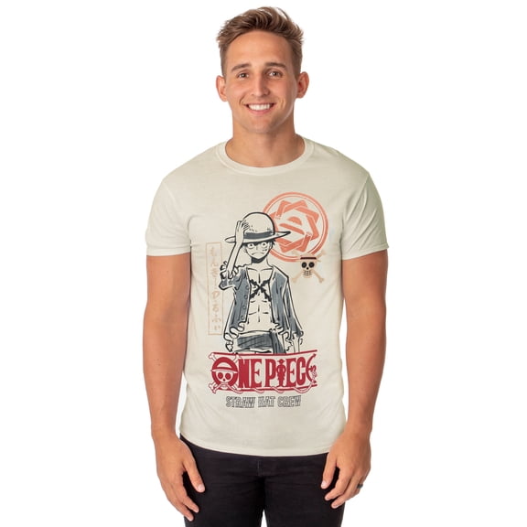 One Piece Shirt Men's Luffy Straw Hat Crew Short Sleeve Graphic Tee