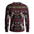 thumbnail image 5 of Dwelliawo Men's Sweaters Casual Crewneck Long Sleeve Sweater Knit Christmas Print Snowflake Graphic Sweaters Thick Christmas Pullover Sweater Clearance Wine M, 5 of 6