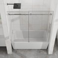 thumbnail image 3 of Frameless Bathtub Door, 60" W x 58" H Sleek Silent Sliding Glass Door, 1/4" (6mm) Thick Tempered Clear Glass with Easy-clean Coating, Heavy-Duty 304 Stainless Steel, Chrome, 3 of 8
