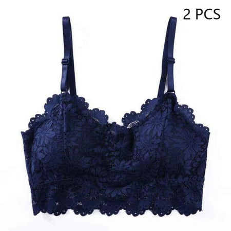 

Zonghan Women s Wireless Beautiful Back Lace Bra Soft Brassiere Underwear Lingerie Intimates Blue