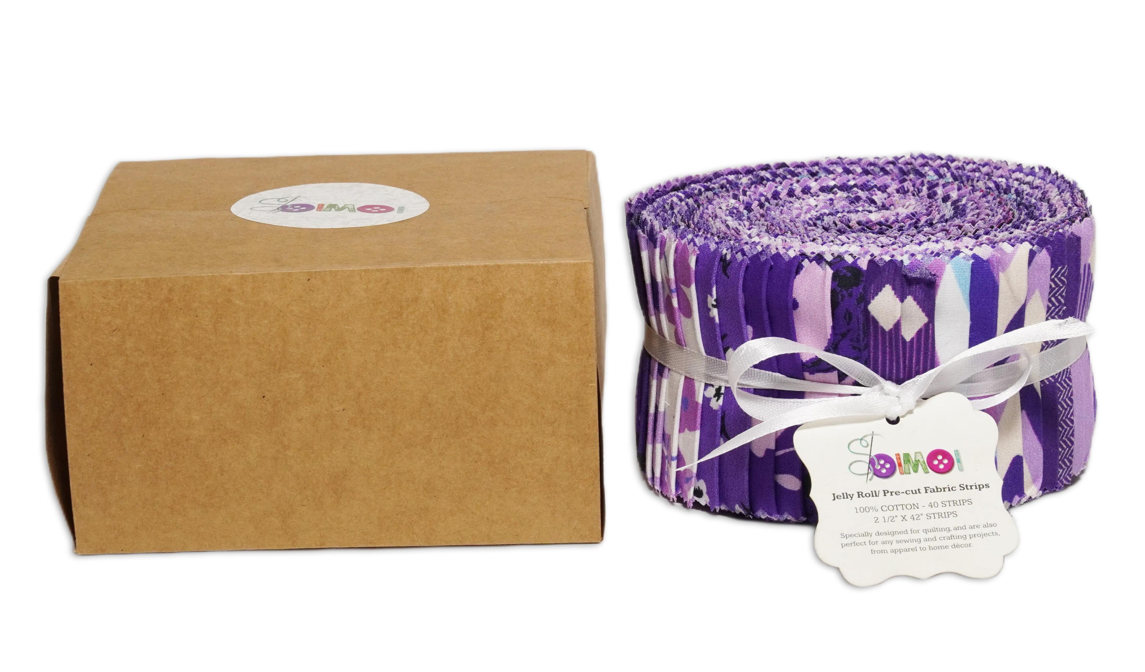 Soimoi 40Pcs Geometric & Floral Print Cotton Precut Fabrics for Quilting Craft Strips 2.5 x 42 inches Jelly Roll