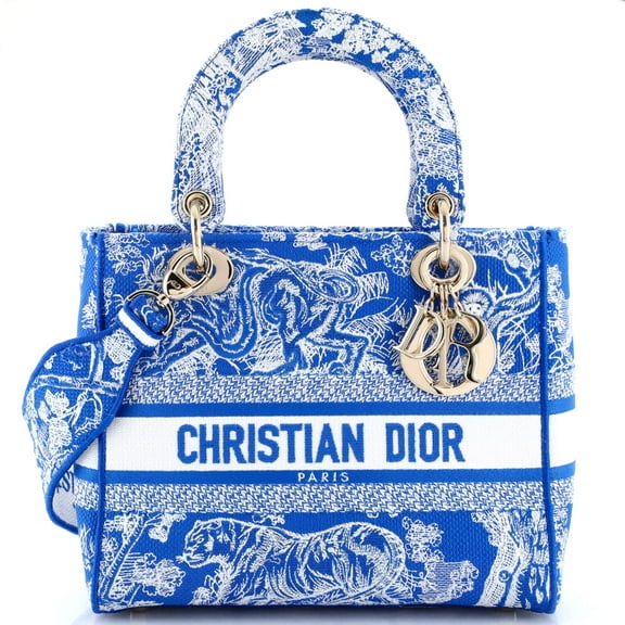 Pre-Owned Lady D-Lite Bag Embroidered Canvas Medium By Rebag