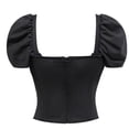 thumbnail image 4 of Byworldtasic Corset Tops For Women Women's 1950s Vintage Black Tops Elastic Waist Cute Off Shoulder Shirt Short Sleeves Blouse, 4 of 9