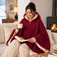 thumbnail image 6 of QISIWOLE Red Heated Hooded Shawl Wrap For Women, 3 Heat Settings Fast Heating, 4.8 ft x 31.5 in Cotton Blend Heated Blanket, For Home Office Travel Winter Warmth, 6 of 6