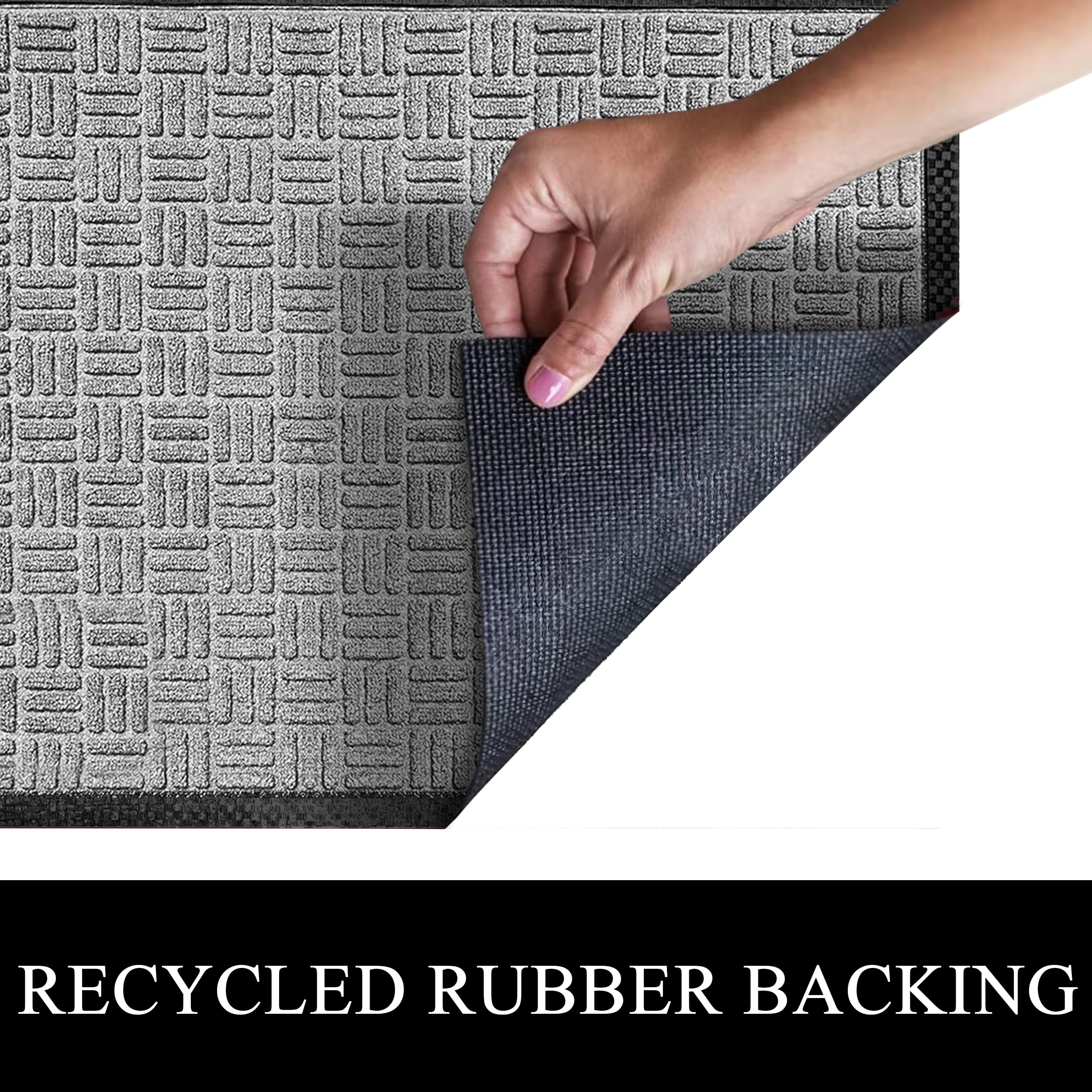 A1HC Indoor Outdoor Mat, Front and Back Entrance Welcome Mats, Front Door Patio Mats 47X71 Inches, Non-Slip Easy Clean Entrance Washable Large Size Doormats, Light Grey