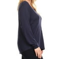thumbnail image 4 of Plus Size Women Long Sleeve 100% Cotton Rhinestone Casual Blouse Tee T Shirt Top Navy 1XL (17057), 4 of 5