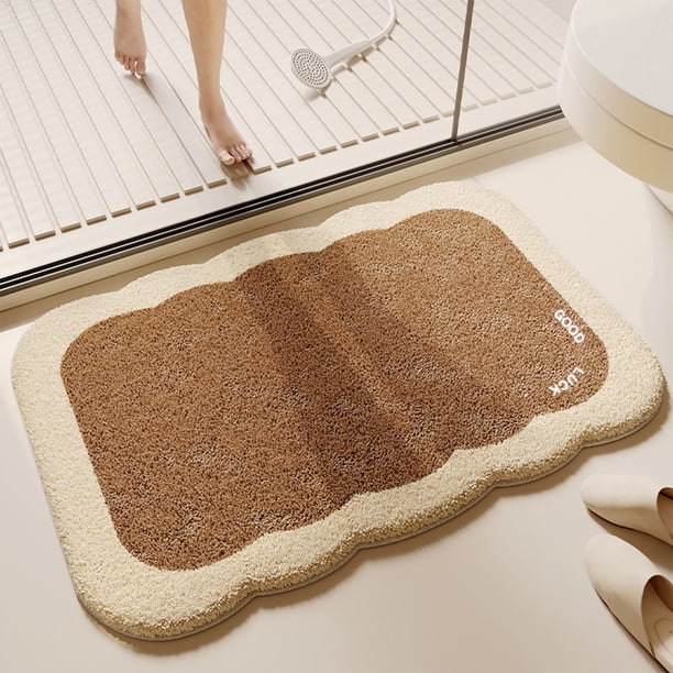 Felpudo de baño de imitación de lana de oveja, estilo cremoso | Alfombra de poliéster suave y afelpada, antideslizante, con reverso de goma, absorbente de agua | Alfombra moderna para ducha,