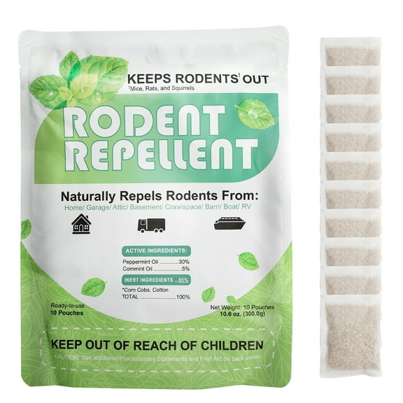 10 Pack Rodent Repellent - Mice Repellent Indoor/Outdoor - Moth Balls for Rodents, Mouse Repellent Peppermint, Keep Mice Away, Peppermint to Repel Mice and Rats, Rat Repellent for House