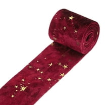 2" x 1 Yard Velvet Ribbon, Double Faced Craft Ribbon with Star, Wine Red