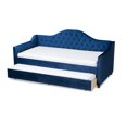 thumbnail image 2 of Baxton Studio Perry Contemporary Tufted Velvet Twin Daybed with Trundle, Kids, Blue, 2 of 10