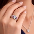 thumbnail image 4 of Gem Stone King 925 Silver and 10K Yellow Gold Lab Grown Diamond and Pink Moissanite Engagement Ring for Women | 0.96 Cttw | Round 5MM | Gemstone April Birthstone | Size 7, 4 of 6