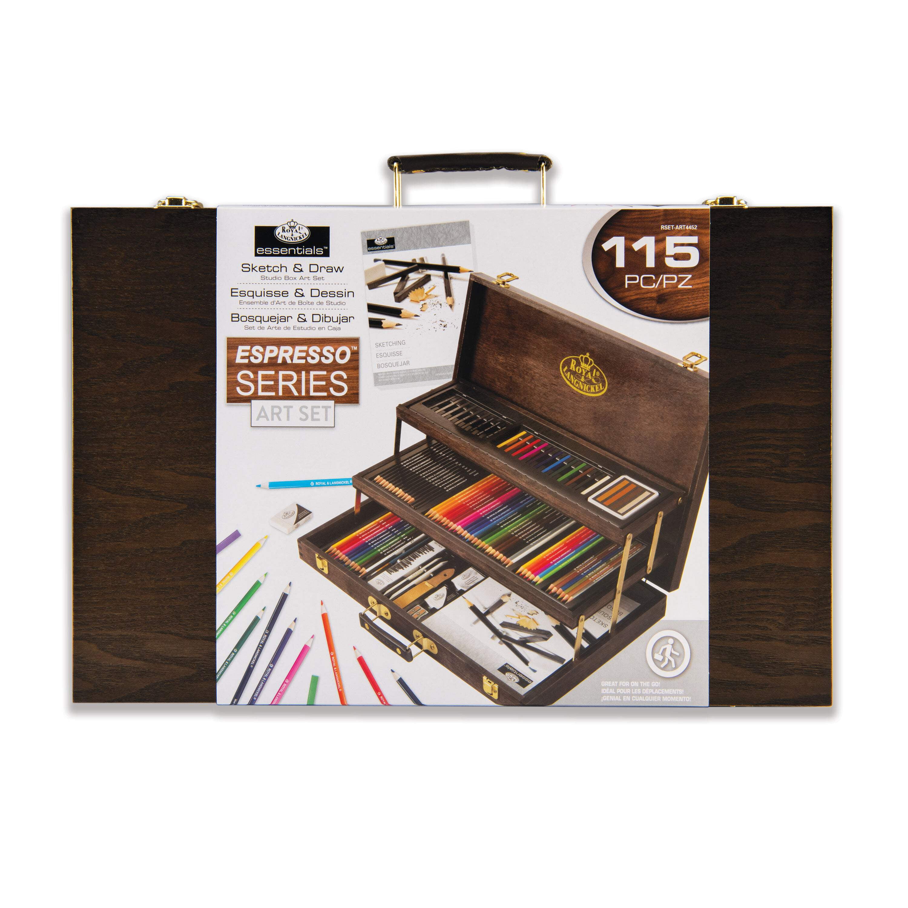 Royal & Langnickel 115 Piece Sketching & Drawing Espresso Art Set