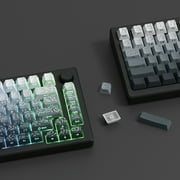 COSTOM Side Printed Shine Through PBT Keycaps, 135 Keys Double Shot Keycaps Set 60% 65% 75% 100% Layout, Cherry Profile, Gradient Black Topographic Custom Key Caps for MX Gateron Mechanical Keyboards