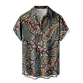 thumbnail image 1 of ZHAOCHENG Camisa hawaiana de manga corta para hombre, de verano, con bolsillo frontal, estampado hawaiano, informal, de algodón, estilo funky, de lino para playa, camiseta Y2K para hombre., 1 of 5