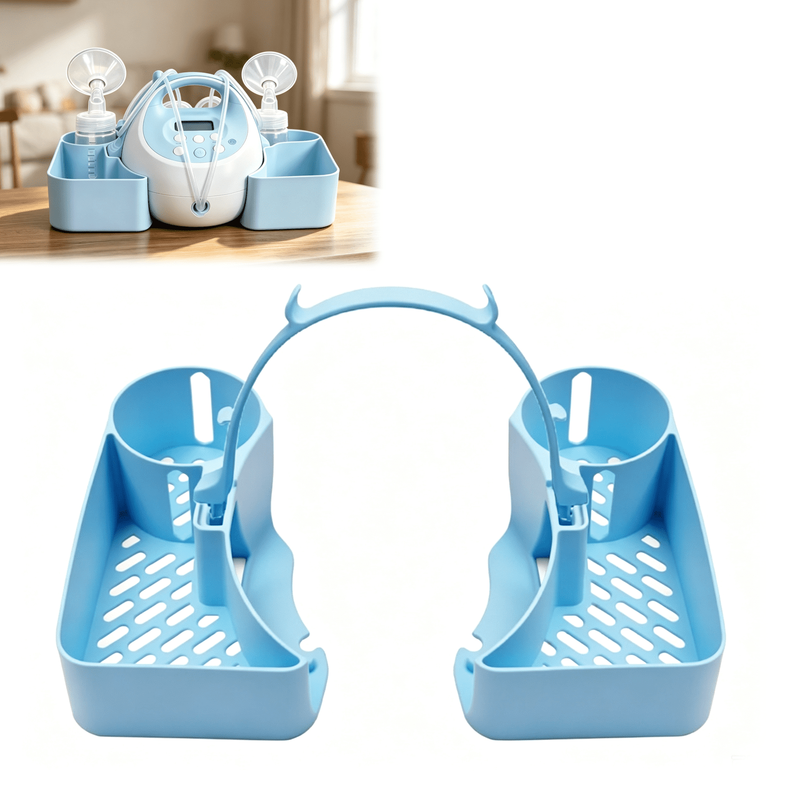 Organizer Compatible with Spectra S1/S2 Breast Pump, Portable Pump Organizer Tray with Handle Clamp, Hands-Free Pumping Station