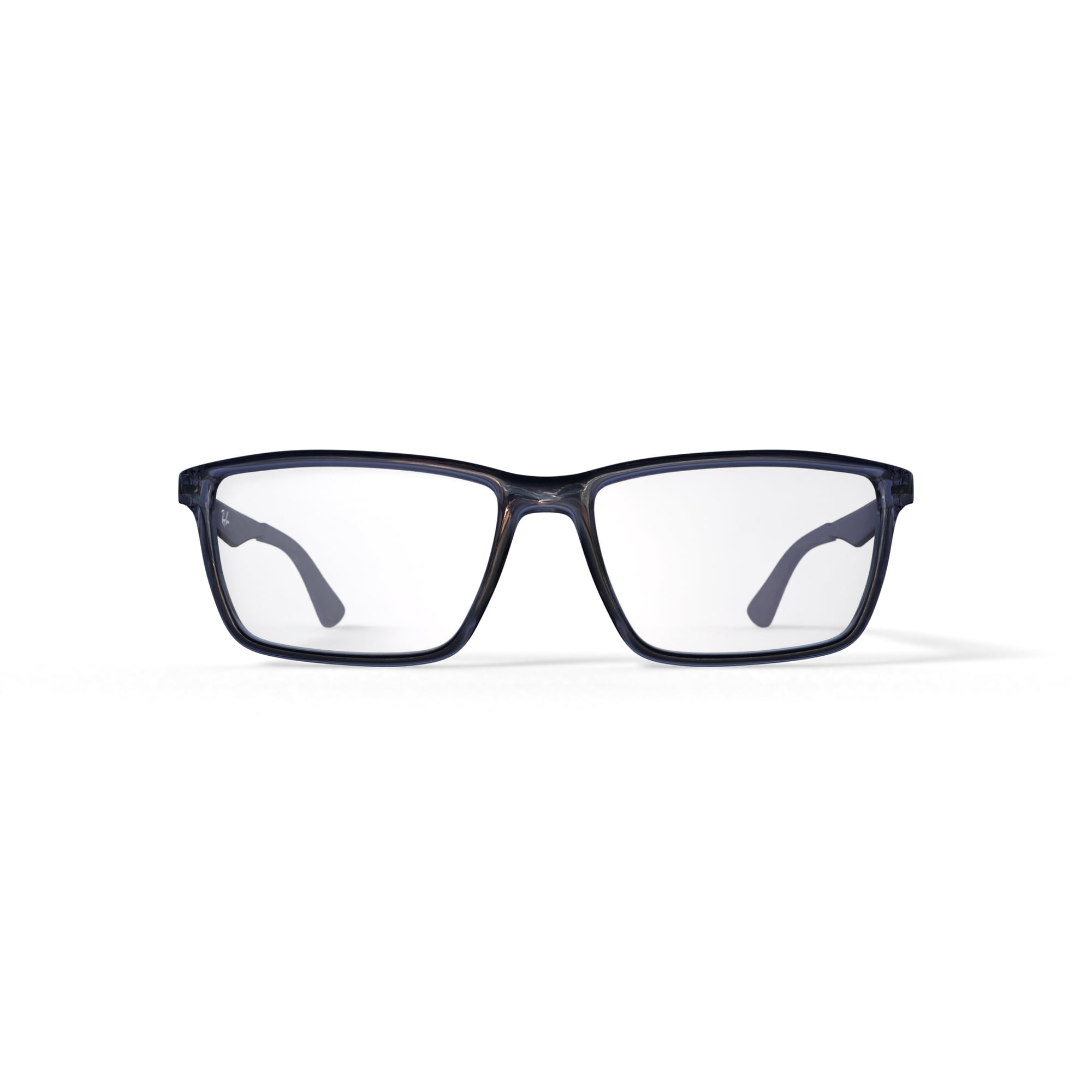 Ray-Ban Unisex Size 55 Rectangular Prescription Eyeglasses with Case, Transparent Grey/Demo Lens