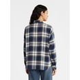 thumbnail image 2 of No Boundaries Slouchy Flannel Shirt with Side Pockets, Women's, 2 of 4