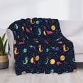 thumbnail image 3 of Honeii Space Dinosaur print throw blanket, crafted from cozy cotton flannel, offers versatile home decor as a bedding suitable for all seasons.-80"x60", 3 of 6