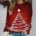 thumbnail image 2 of Women's Christmas Sweatshirts Christmas Snowflakes Print Pullover Sweater Blouses Long Sleeve Shirts Crew Neck Tops Christmas Elements Sweat Shirt Spring Outfit Pullover Fall Winter Christmas Clothes, 2 of 6