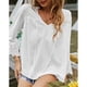 thumbnail image 3 of Camisa informal de manga tres cuartos, blusa informal para mujer, blusa informal con cuello en V, blusa informal de funcionamiento suave, 3 of 9