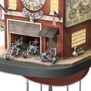The Bradford Exchange Freedom Choppers Motorcycle Garage Cuckoo Clock with Lights, Sound, Motion 17.25-inches