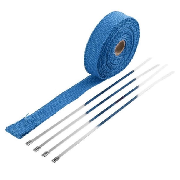 5M Rollo De Fibra De Vidrio Escudo De Calor De La Motocicleta De Escape Cinta Térmica Cabeza Tubería De Envoltura De Protección Con Lazos De Acero huangjie unisex