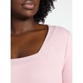 thumbnail image 4 of Terra & Sky Women's Plus Size Long Sleeve Square Neck Rib Top, Sizes 0X-5X, 4 of 5