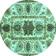 thumbnail image 1 of Ahgly Company Indoor Round Oriental Turquoise Blue Modern Area Rugs, 5' Round, 1 of 4