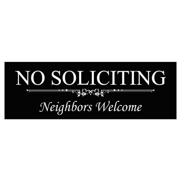 Basic NO SOLICITING Neighbors Welcome Sign - Black Medium