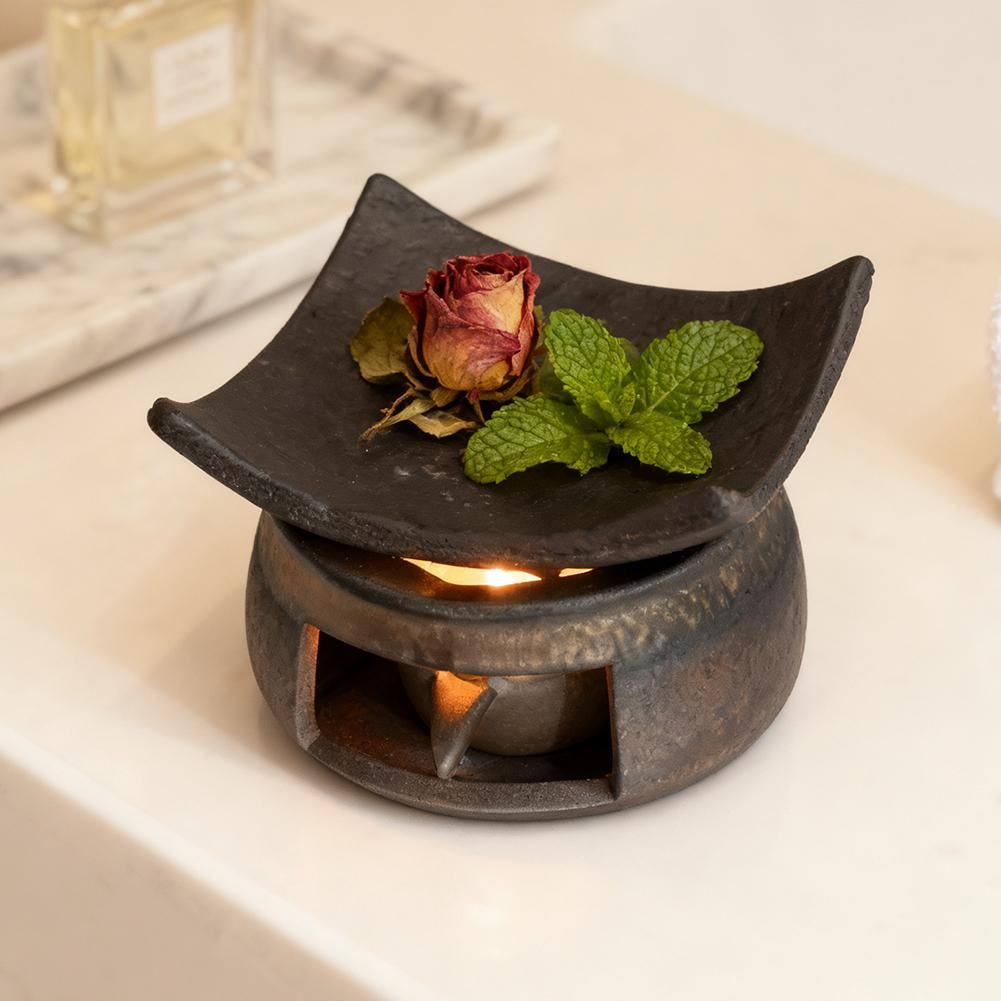 SharkTRUE Cedar and Zen Herb Burner,Ceramic Aromatherapy Stove Essential Oil Burner,Cedar and Zen Incense Burner Kit for Home Office, Tea Light Candle Holders Teapot Warmer for Meditation,Relaxation