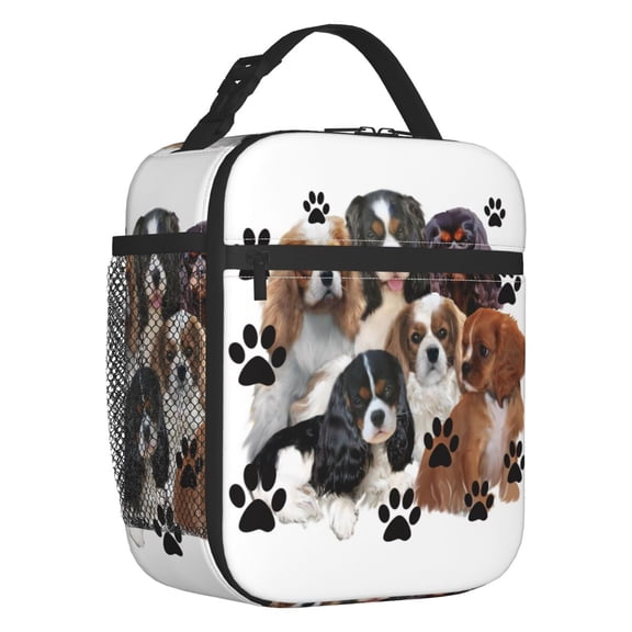 Cavalier King Charles Spaniel Christmas Tree Resuable Lunch Box for Women Leakproof Dog Cooler Thermal Food Insulated Lunch Bag