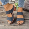 thumbnail image 2 of Rokment Womens Platform Chunky Block High Heels Dress Slides Sandals Boho Beach Summer Casual Leather Fish Mouth Open Toe Slip on Heeled Slippers for Ladies 2026 Blue Size 6.5, 2 of 8