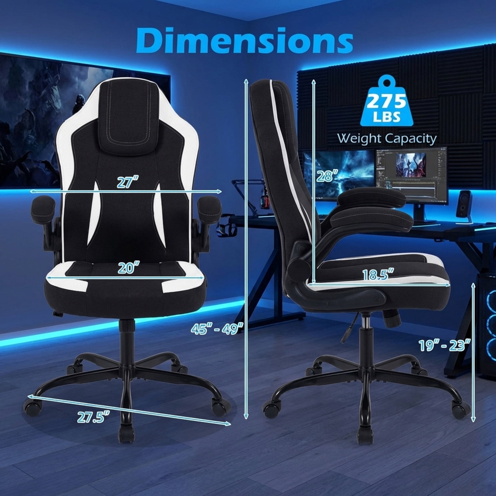 Furnibear Ergonomic Office Chair High Back Executive Desk Chair with Flip-up Armrests, Headrest, Lumbar Support, Computer Chair for Home Office, Black