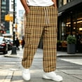 thumbnail image 7 of GrmtClth Plaid Pants for Men Elastic Waist Loose Lounge Checkered Sleepwear with Pockets Yellow 2XL, 7 of 7