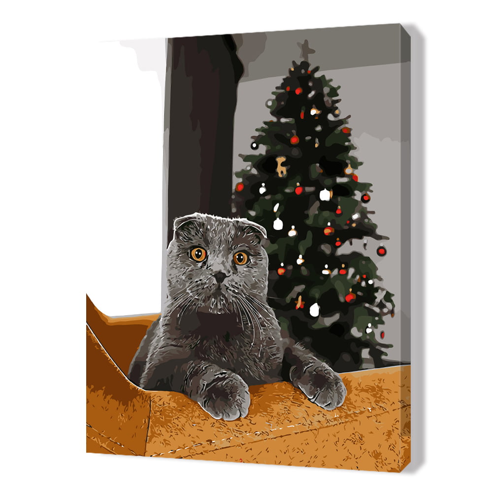 Christmas Cats DIY Digital Oil Painting By Numbers Hand Painted Canvas Craft Kit