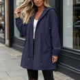 thumbnail image 5 of Waterproof Jacket for Women Solid Color Zipper Pocket Long Sleeved Hooded Elastic Waisted Submachine Jacket Top XXXL, 5 of 7