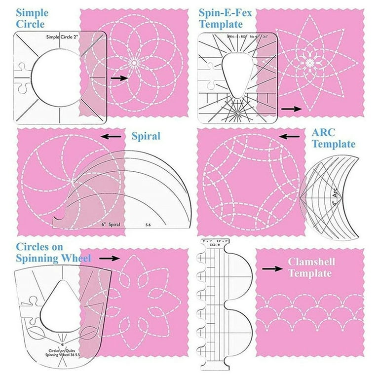Free Motion Quilting Template Series 5 with Quilting Frame for