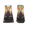thumbnail image 7 of Yiaed Flower Meditating Rabbit Print Women's Sleeveless Dress, Loose Fit Summer Dress, Casual Sleeveless Dress for Women, 7 of 7