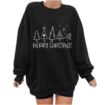 Patlollav Christmas Tops for Ladies,Women's Tops Loose Long Sleeve Round-Neck Blouse T-Shirt Gift
