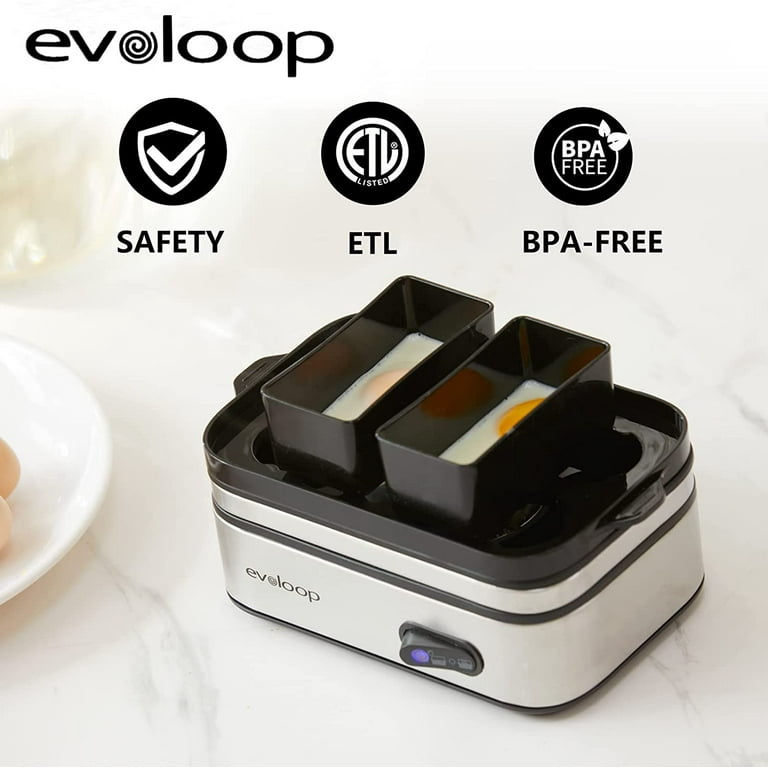 Evoloop Rapid Egg Cooker Electric 6 Eggs Capacity, Soft, Medium, Hard  Boiled, Poacher, Omelet Maker Plastic Egg Poacher, BPA Free 